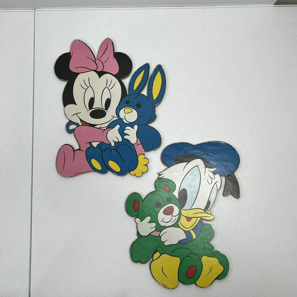 2 Vtg 90’s Disney Minnie Mouse Donald Duck Wall Decor Nursery‎ Cardboard Cutouts